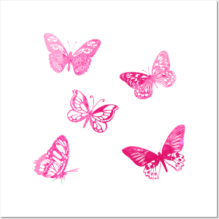 Pink Butterfly Posters and Art